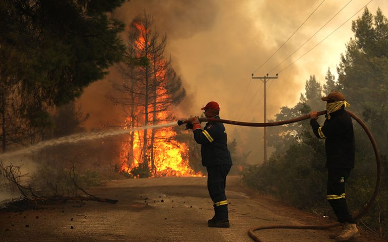 Mεγάλη φωτιά σε δασική έκταση στην Κερατέα