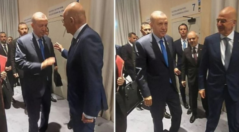 Σύντομη συνάντηση είχε ο υπουργός Εθνικής Αμυνας Νίκος Δένδιας με τον Τούρκο πρόεδρο Ερντογάν στην σύνοδο κορυφής του ΝΑΤΟ