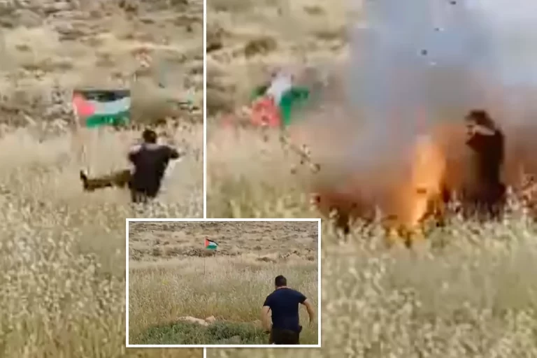 Σοκαριστικό βίντεο: Η στιγμή που έφεδρος τραυματίζεται κλωτσώντας παγιδευμένη με εκρηκτικά σημαία της Παλαιστίνης